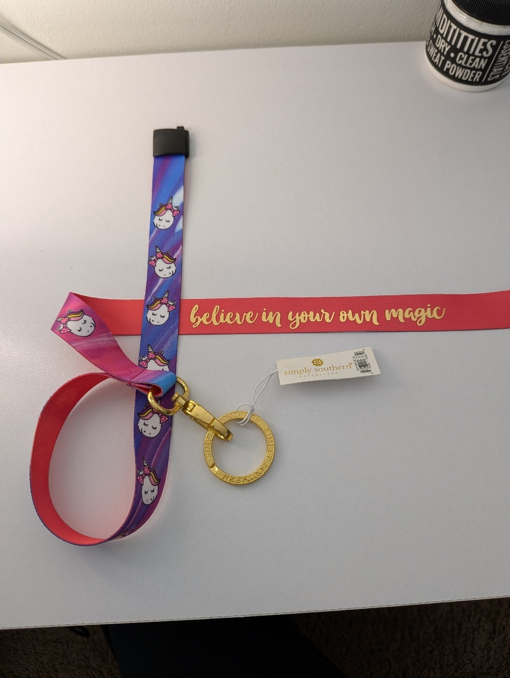 Simply Southern Unicorn Lanyard Keychain Believe In Your Own Magic NWT